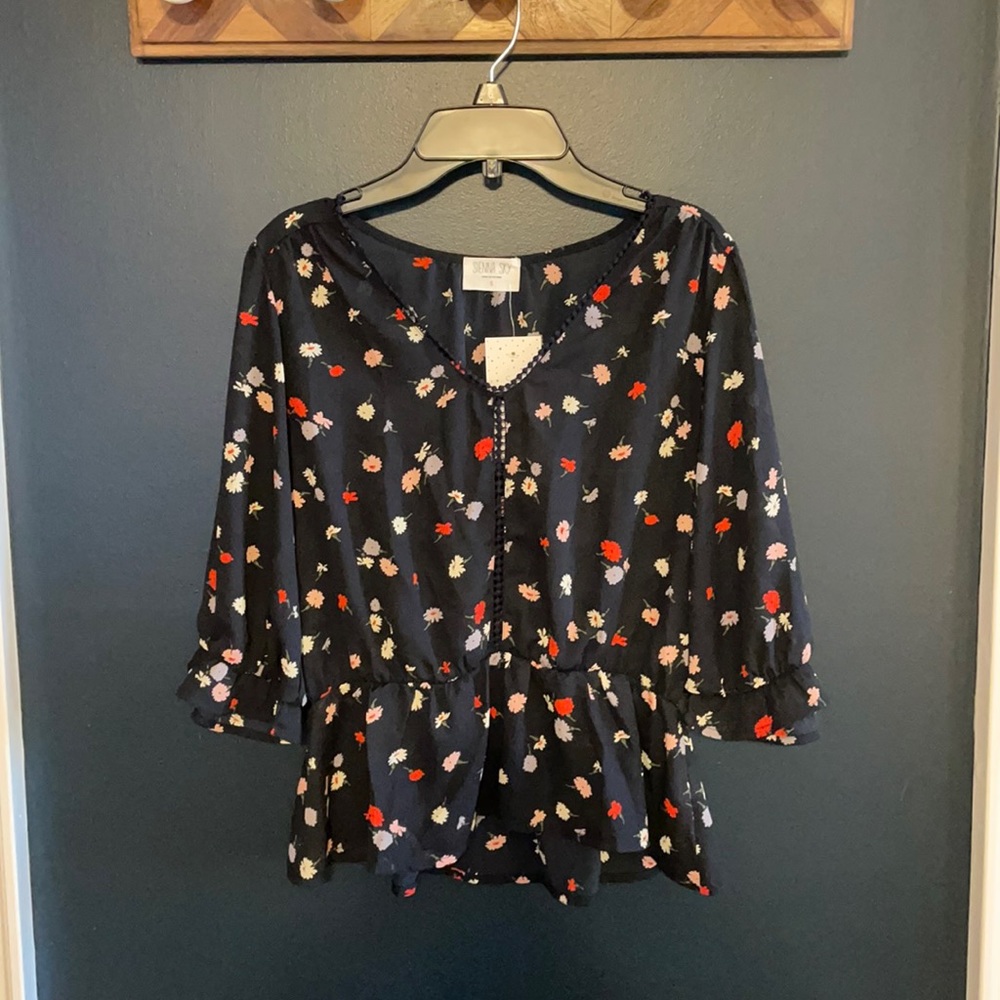 NWT Floral Peplum Blouse